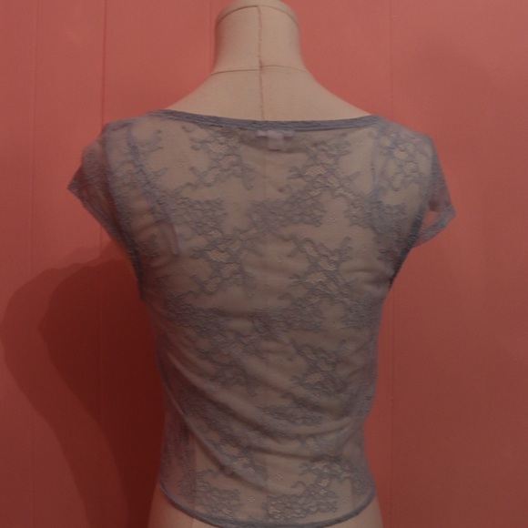 Garage Lace Sleeve Top in Blue - Picture 2 of 3